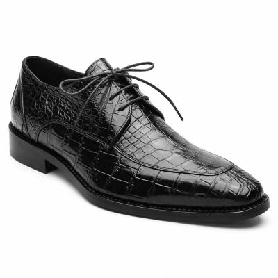 CMR CHAMARIPA Zapatos elevadores para hombre | Zapatos Derby negros con textura de cocodrilo 7 CM