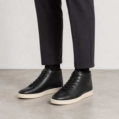 CMR CHAMARIPA Zapatos Con Elevación Para Hombre | Zapatillas Casual Negras De Shell Cordovan De Caña Alta 6 CM
