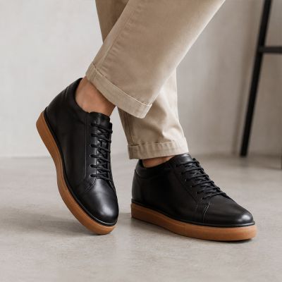 CMR CHAMARIPA Zapatos Para Hombre Con Elevación | Zapatillas Casual Negras De Shell Cordovan 6 CM