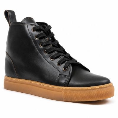 CMR CHAMARIPA Zapatillas Con Elevación Para Hombre | Zapatillas Casual Negras De Shell Cordovan De Caña Alta 6 CM