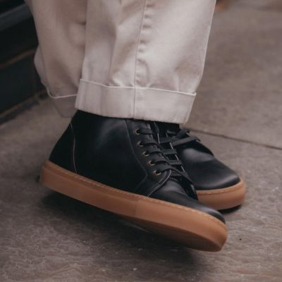 CMR CHAMARIPA Zapatillas Con Elevación Para Hombre | Zapatillas Casual Negras De Shell Cordovan De Caña Alta 6 CM