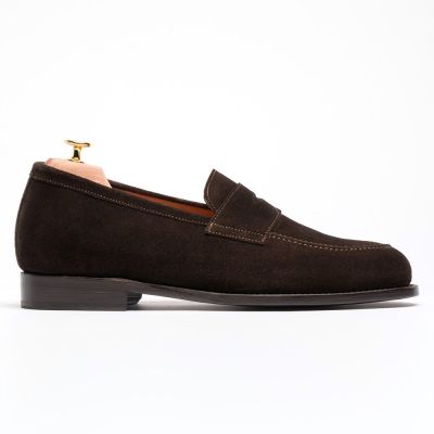 CMR CHAMARIPA Mocasines con alza de para hombre | Mocasines de ante marrón oscuro con detalle de tira decorativa, 5 cm