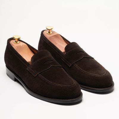 CMR CHAMARIPA Mocasines con alza de para hombre | Mocasines de ante marrón oscuro con detalle de tira decorativa, 5 cm