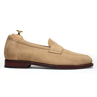 Mocasines Para Hombre Que Aumentan La Estatura | Zapatos Sin Cordones De Ante Color Arena Con Tacón De 5 cm