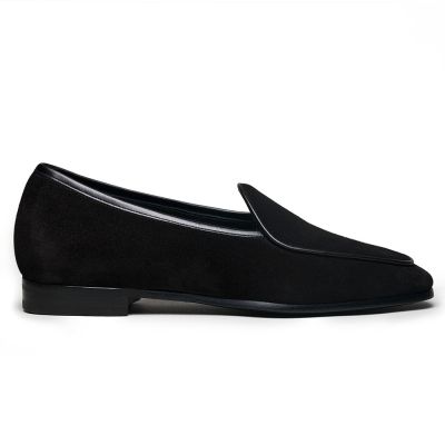 CMR CHAMARIPA Zapatos de vestir para hombre con alza interior | Mocasines de ante negro estilo casual de negocios con tacón de 5 cm