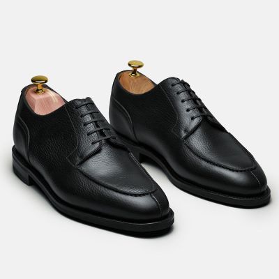 CMR CHAMARIPA Zapatos formales con alza de para hombre | Zapatos Derby formales de negocios de piel de becerro negra con tacón de 6 cm