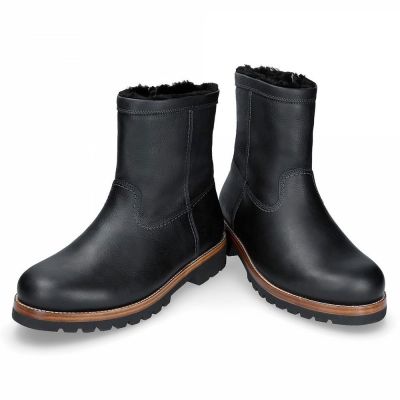 zapatos con alzas hombre - botas forradas de piel para hombre - botas casuales cálidas de invierno negro 7CM
