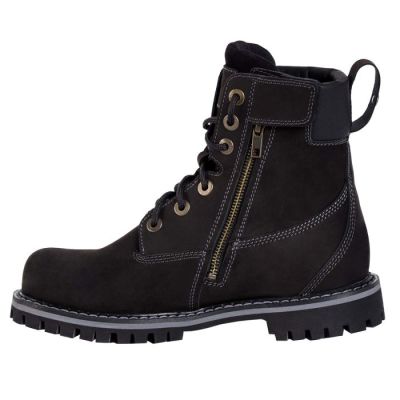 botas de moto con alzas - Botas de moto de hombre negras premium hechas a mano 7cm