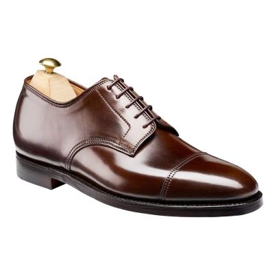 zapatos con alzas hombre - Zapatos de hombre de cordobán de concha marrón oscuro 7CM