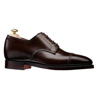 zapatos con alzas hombre - Zapatos de hombre de cordobán de concha marrón oscuro 7CM