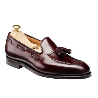 Zapatos alzas hombre - Mocasines con borlas de cordobán color burdeos para hombre 6 CM