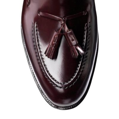 Zapatos alzas hombre - Mocasines con borlas de cordobán color burdeos para hombre 6 CM