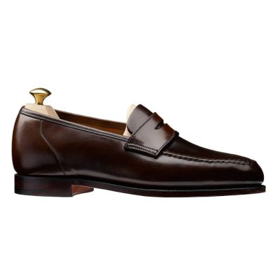 Zapatos de hombre con alzas - Mocasines clásicos de cordovan con concha marrón oscuro para hombre 6CM