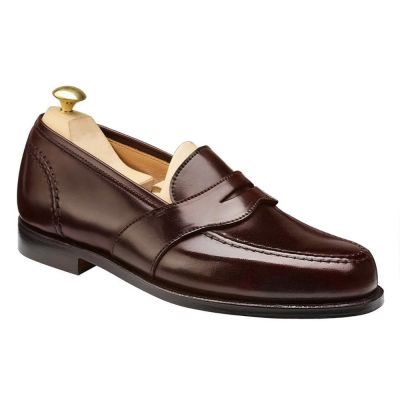 Zapatos con alzas para hombres - Mocasines clásicos tipo mocasín de cordovan con concha color burdeos para hombre 6 CM