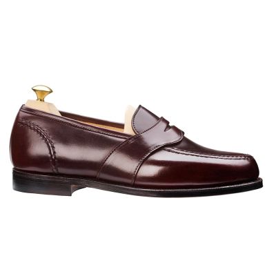 Zapatos con alzas para hombres - Mocasines clásicos tipo mocasín de cordovan con concha color burdeos para hombre 6 CM