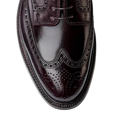 Calzado con alzas - Zapatos derby brogue con cordones de piel de color burdeos para hombre 7cm
