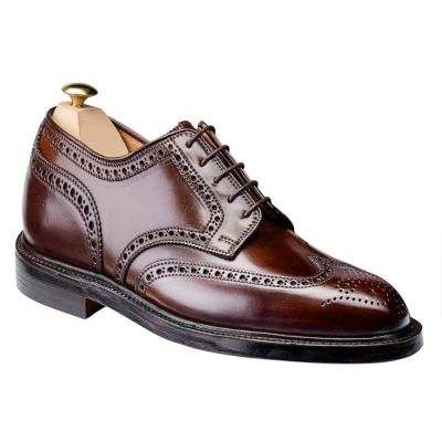 zapatos con alzas para hombres - Zapatos Derby de hombre de piel de becerro con cordones en marrón oscuro 7cm
