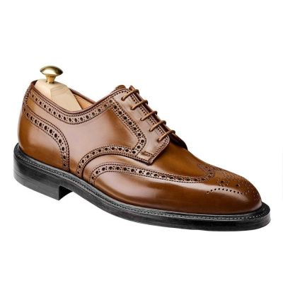 zapatos de vestir hombre altos - zapatos derby brogue cuero cordobés de concha marrón para Hombre 7CM