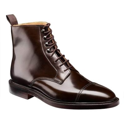 botas hombre tacon alto - botas derby de cordobán de concha marrón oscuro 7CM