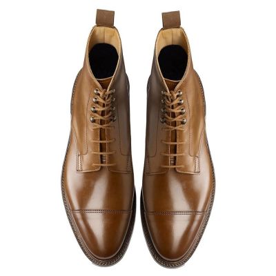 botas con alzas hombre - botas derby de cordobán de concha marrón amarillo 7CM