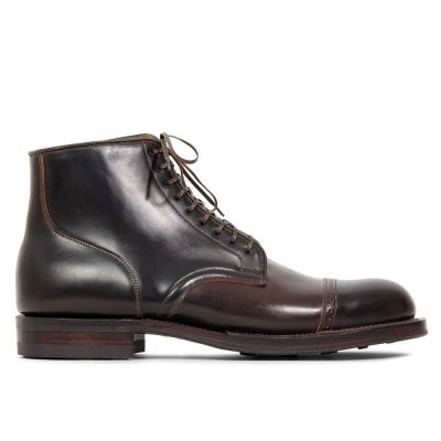 zapatillas con alzas hombre - Botas brogue Shell Cordovan para hombre marrón oscuro 7CM