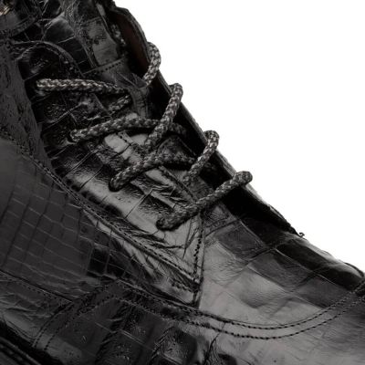 botas con alzas hombre - botas de piel de cocodrilo exótica negra/gamuza 7CM
