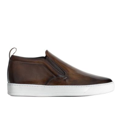 7cm Zapatos para parecer mas alto – Mocasines marrones de piel casual slip-on