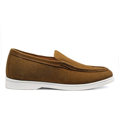 Calzado para aumentar estatura hombre 6 cm – Mocasines de ante marrón claro
