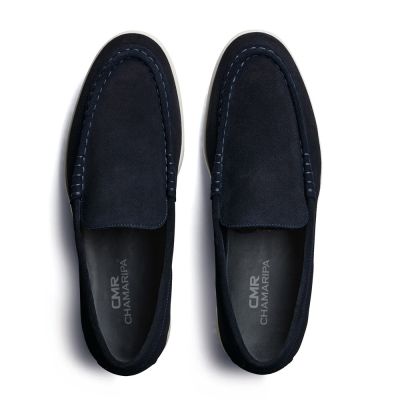 Calzado para aumentar estatura hombre 6 cm – Mocasines de ante azul marino