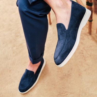 Calzado para aumentar estatura hombre 6 cm – Mocasines casuales de ante azul marino