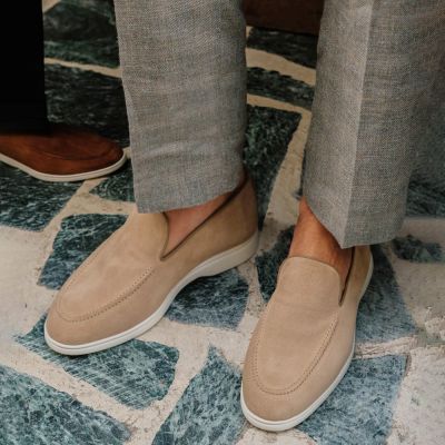 Mocasines de ante color arena hombre – calzado para aumentar estatura 6 cm