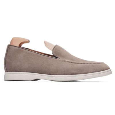 Mocasines gris de ante hombre slip-on – calzado para aumentar estatura 6 cm