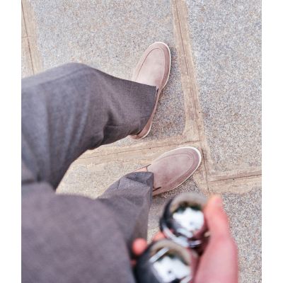 Mocasines gris de ante hombre slip-on – calzado para aumentar estatura 6 cm