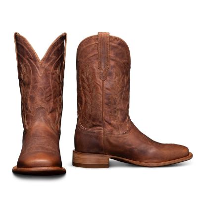 CMR CHAMARIPA Botas para hombre que aumentan la estatura | Botas vaqueras de cuero color camel con tacón de 7 cm