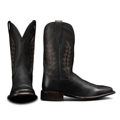 CMR CHAMARIPA Botas vaqueras para hombre que aumentan la estatura | Botas vaqueras vintage de cuero negro con tacón de 7 cm
