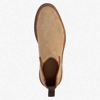 CMR CHAMARIPA Zapatos con Alzas para Hombre | Botines Chelsea de Ante Beige 7 CM