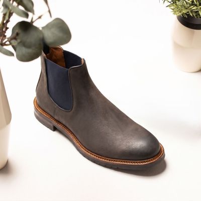 CMR CHAMARIPA Zapatos con Alzas para Hombre | Botines Chelsea de Cuero Marrón Oscuro 7 CM