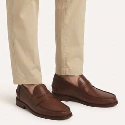 CMR CHAMARIPA Mocasines con Alzas para Hombre | Mocasines Penny de Cuero Marrón Oscuro 5 CM