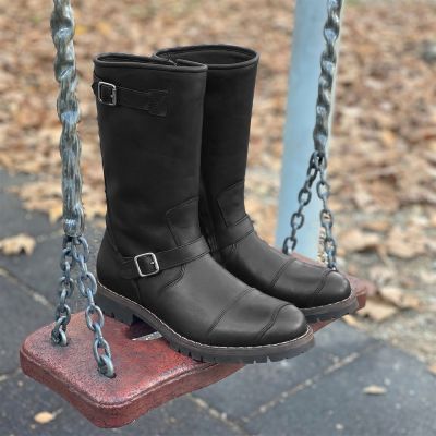 CMR CHAMARIPA Zapatos con Altura para Hombre | Botas de Moto de Cuero Negro 7 CM