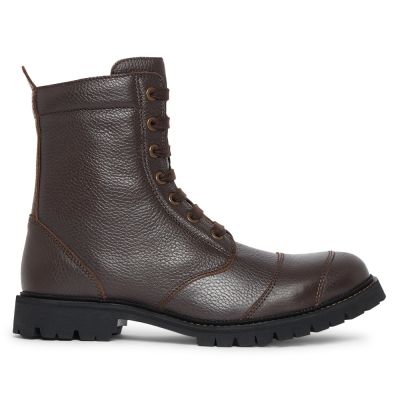 CMR CHAMARIPA Zapatos con Alzas para Hombre | Botas de Moto de Cuero Marrón 7 CM