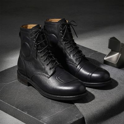 CMR CHAMARIPA Botas con Alzas para Hombre | Botas de Moto de Cuero Negro 7 CM
