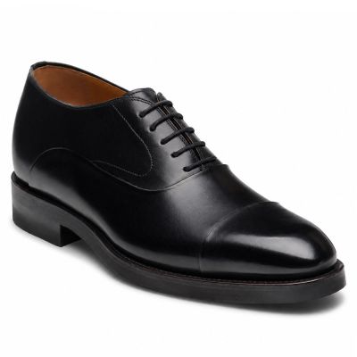 Zapatos de Vestir con Alzas para Hombre CMR CHAMARIPA | Zapatos Oxford en Piel Cordovan Negra 7 CM
