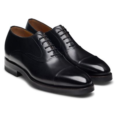 Zapatos de Vestir con Alzas para Hombre CMR CHAMARIPA | Zapatos Oxford en Piel Cordovan Negra 7 CM