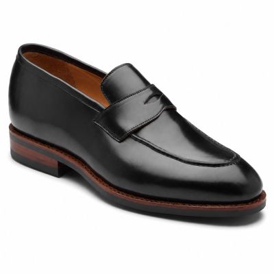 Mocasines con Alzas para Hombre CMR CHAMARIPA | Mocasines Penny en Piel Cordovan Negra 5 CM
