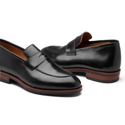 Mocasines con Alzas para Hombre CMR CHAMARIPA | Mocasines Penny en Piel Cordovan Negra 5 CM