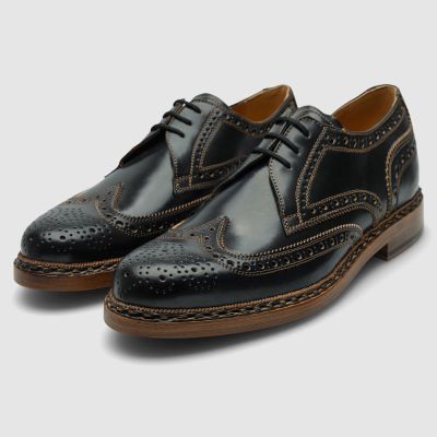 CMR CHAMARIPA Men's Shoes Height Increase | Black Shell Cordovan Full Brogue Shoes 7 CM