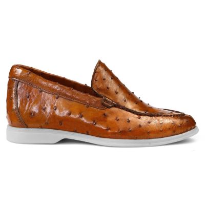 CMR CHAMARIPA Zapatos para Hombres Altos | Mocasines Slip-On de Cuero de Avestruz Marrón 5 CM