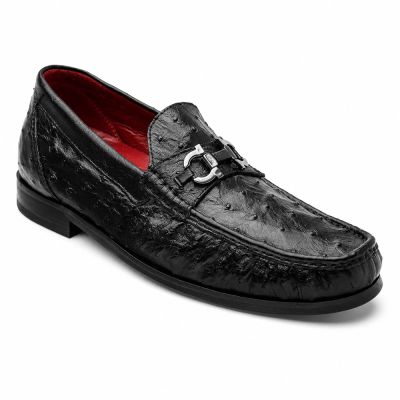 CMR CHAMARIPA Zapatos con Alzas para Hombre | Mocasines de Cuero de Avestruz Negro 5 CM