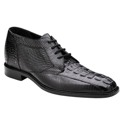 CMR CHAMARIPA Zapatos con alzas para hombre | Zapatos negros de cuero de lagarto y cocodrilo 7 CM
