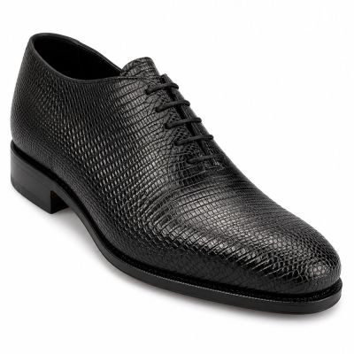 CMR CHAMARIPA Zapatos de altura para hombre | Zapatos Oxford negros de piel de lagarto 7 CM